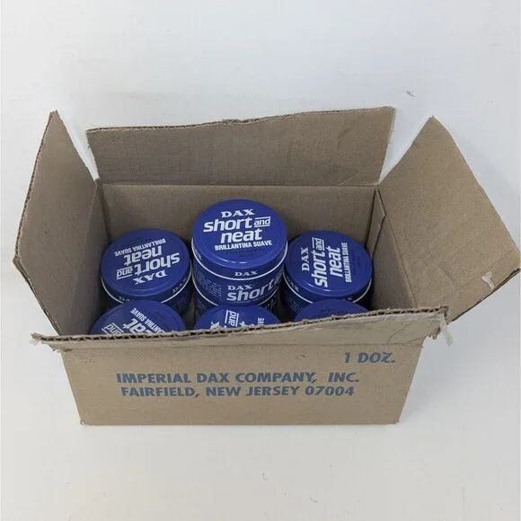 Lot Of 7 Dax Pomade Short and Neat Light Hair Dress 3.5 oz With Box VTG 1984 NOS Bath